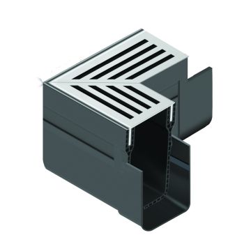 ACO Threshold Drain Corner Unit - Silver Aluminium Grating 19006