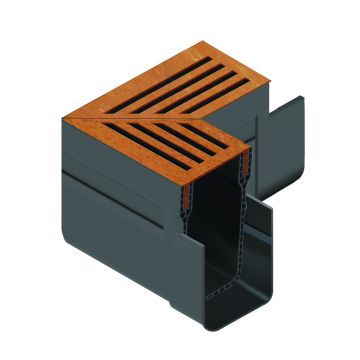 ACO Threshold Drain Corner Unit - CorTen Steel Grating 19013