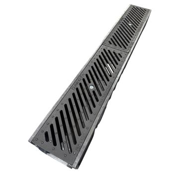 DekDrain Cetus C250 Channel Drain with 75mm Bottom Outlet and Heel Grating - 1m Length (152x125x1000mm)