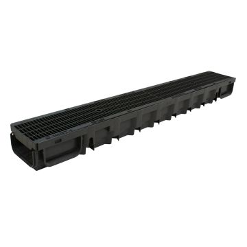 DekDrain Hydrus B125 Channel Drain with 110mm Bottom Outlet and Heel Grating - 1m Length (137x4x1000mm)