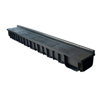 DekDrain Vela A15 Plastic Shallow Slot Drain with Stainless Steel Trim for 20mm Porcelain Paving - 1m Length (121x50x1000mm)