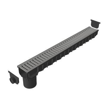DekDrain Channel Slot Drain Kit - 2x End Caps, 1x Leaf Guard, 1x Sump Unit & Fixings