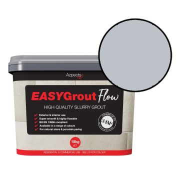 EASYGrout Flow Porcelain Paving Slurry Grout 15kg Tub (3 x 5kg Bags) - Argent Grey