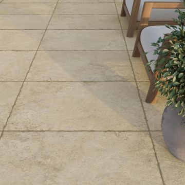 Montpellier Honey Yellow 910mm x 610mm x 20mm Riven Edge Porcelain Paving